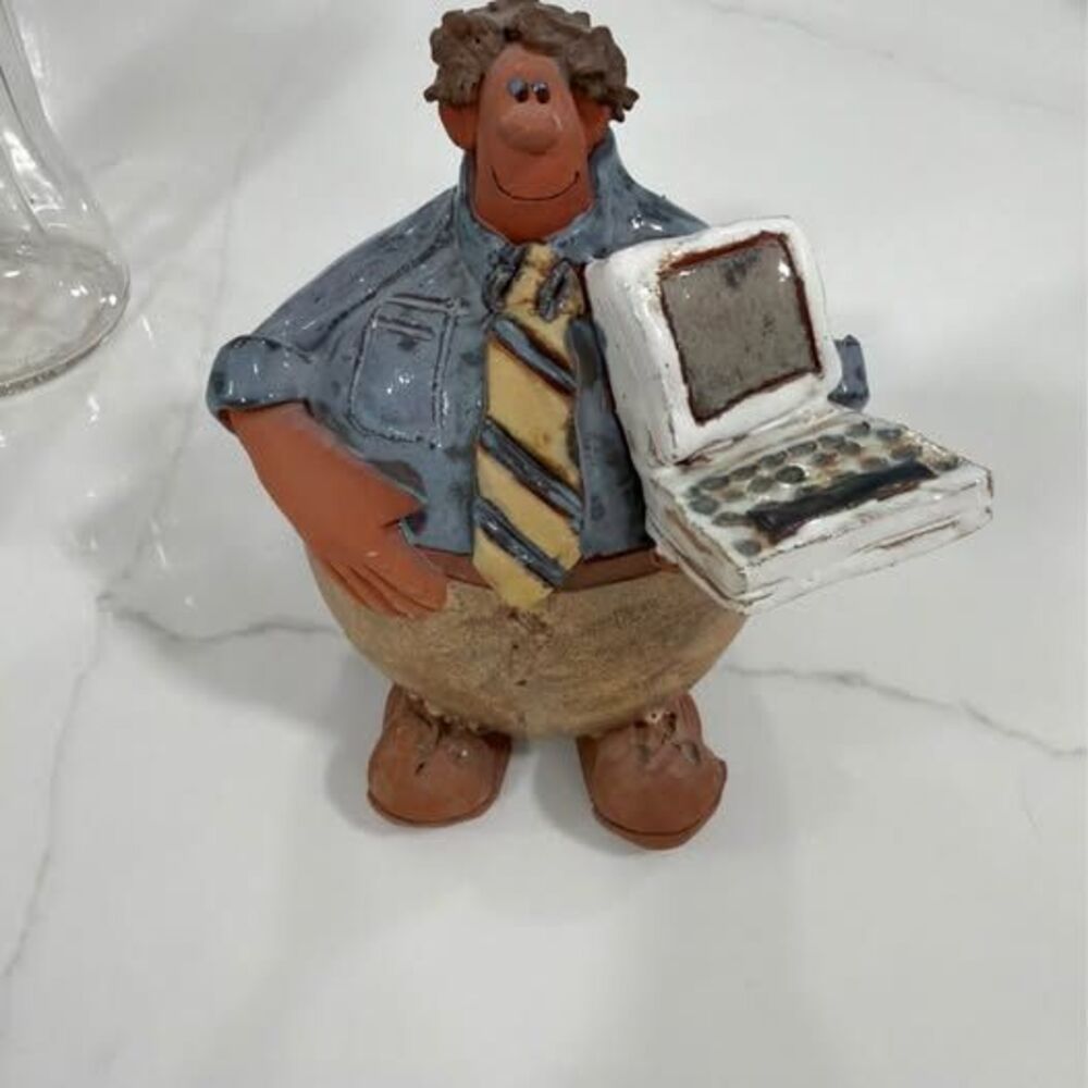 Vintage 1985 Sara Meadows Balloon People IT Guy Computer Tech Figurine Signed